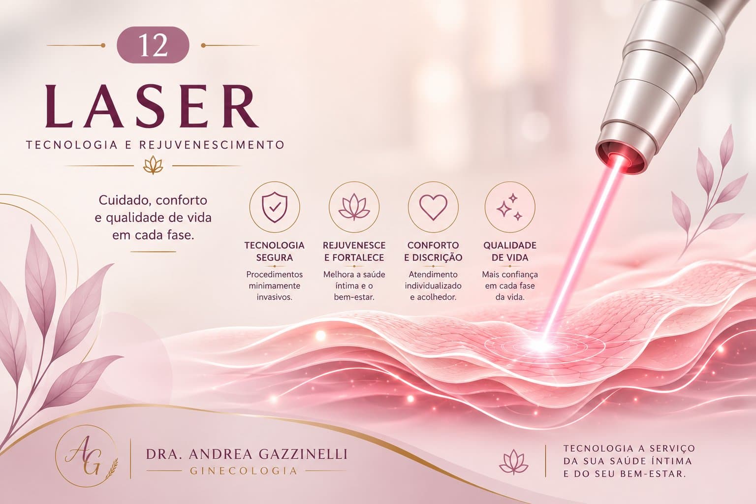 Laser em Ginecologia — ilustração médica esquemática